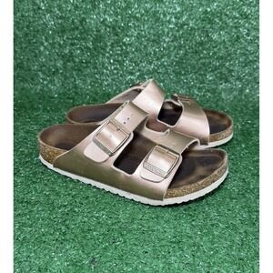 Birkenstock Arizona Rose Gold Pink Metallic Slide Sandals Kids Size 31 EU/13C US